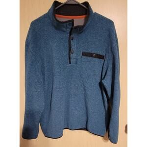G H Bass & Co. Men's Xlarge Blue Fleece Jacket Warm Pocket and Snap Collar